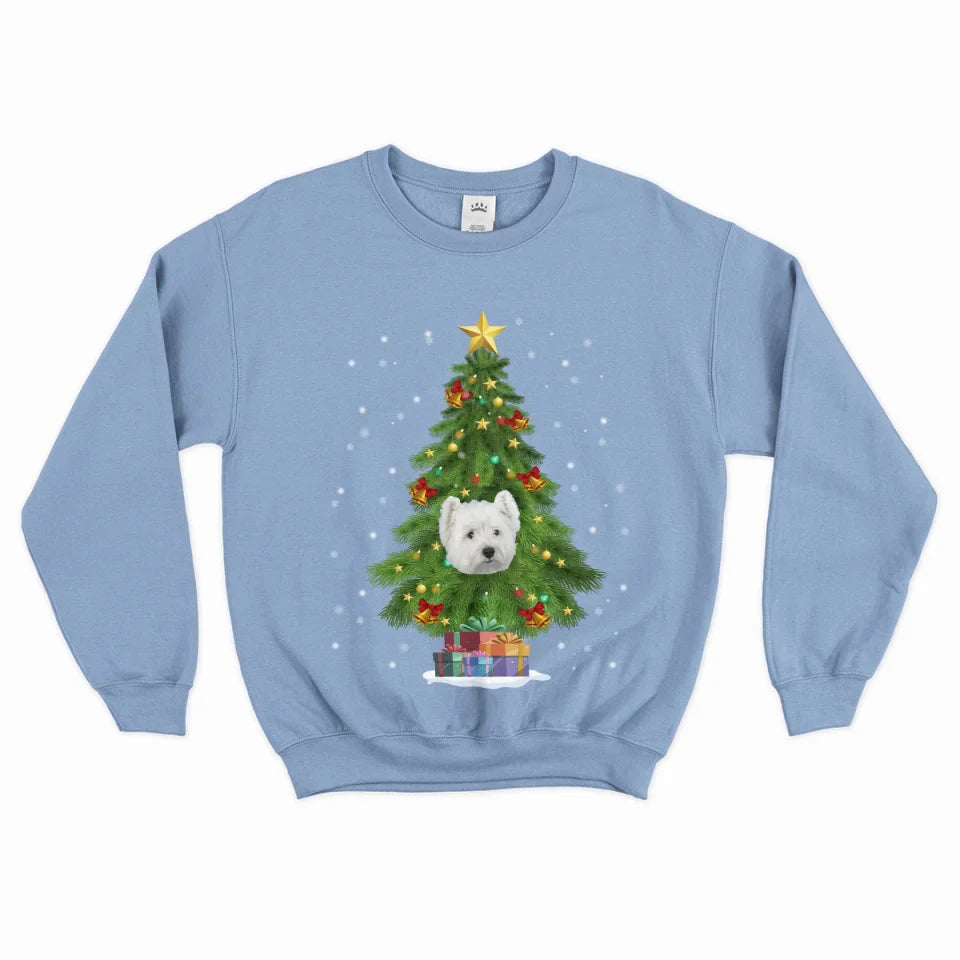 Personalized Christmas Tree Pet Face Sweatshirt