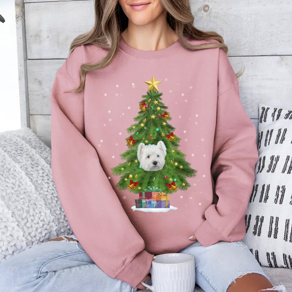 Personalized Christmas Tree Pet Face Sweatshirt
