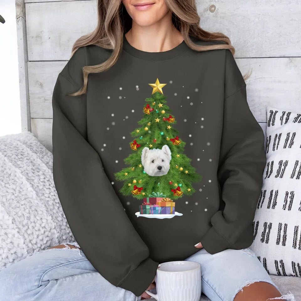 Personalized Christmas Tree Pet Face Sweatshirt