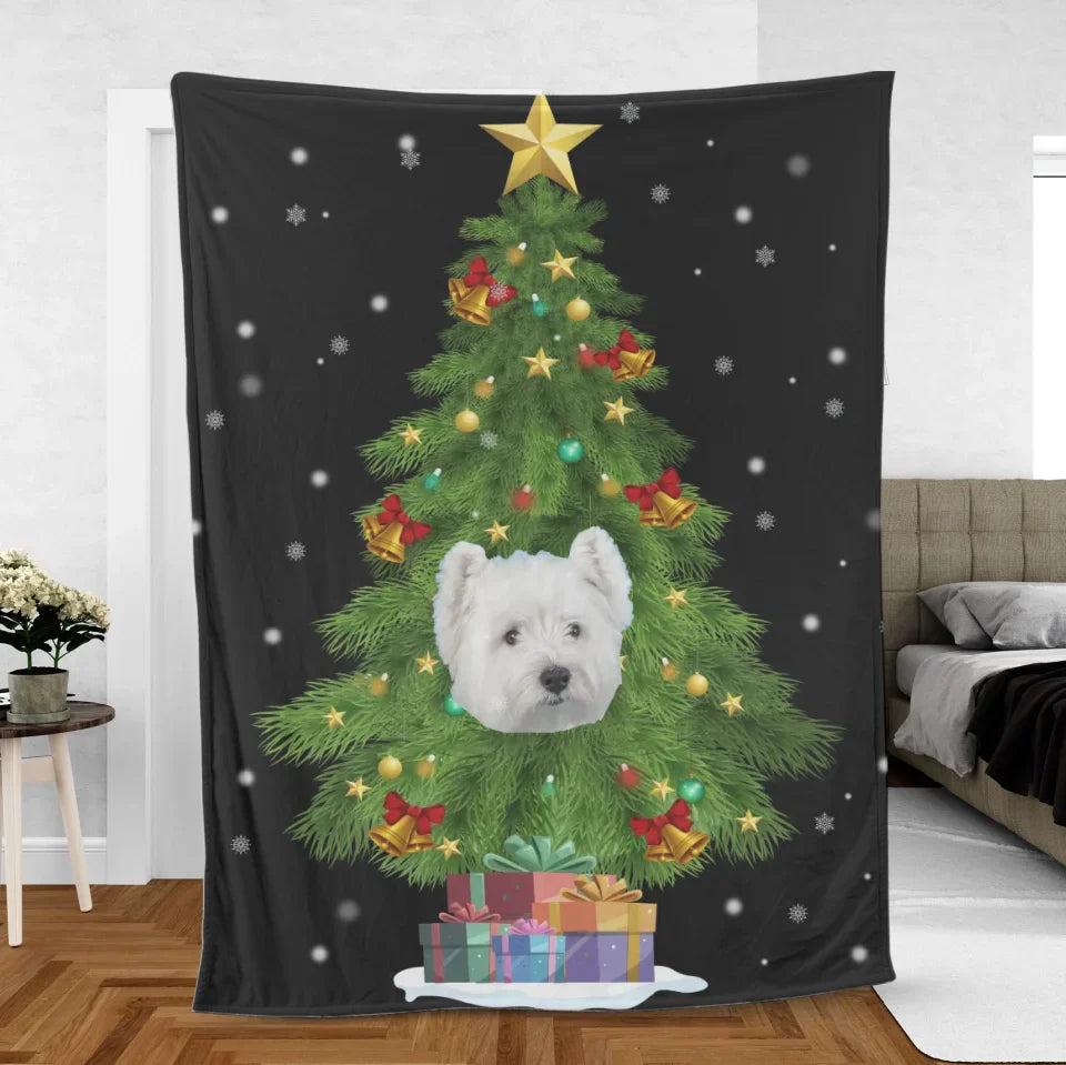 Personalized Christmas Tree Photo Blanket