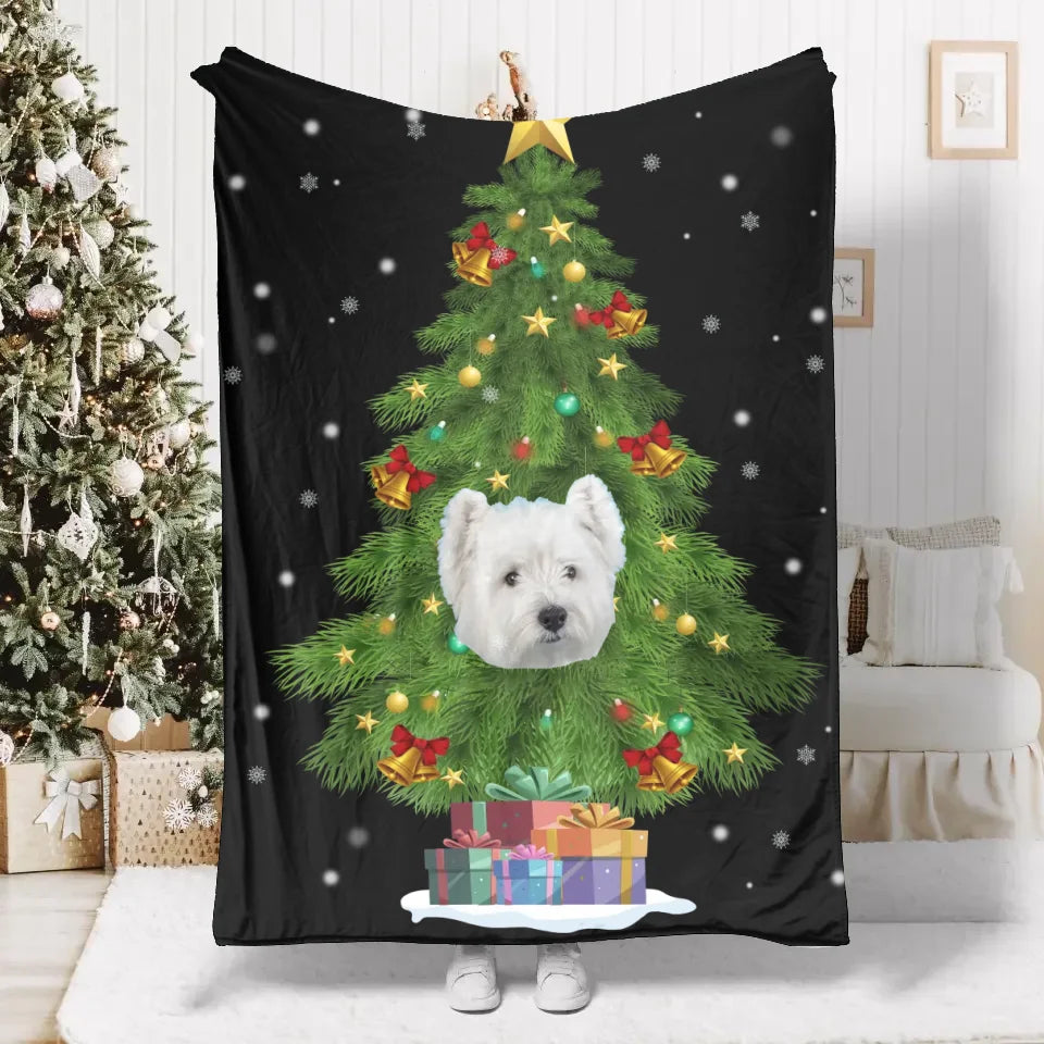Personalized Christmas Tree Photo Blanket