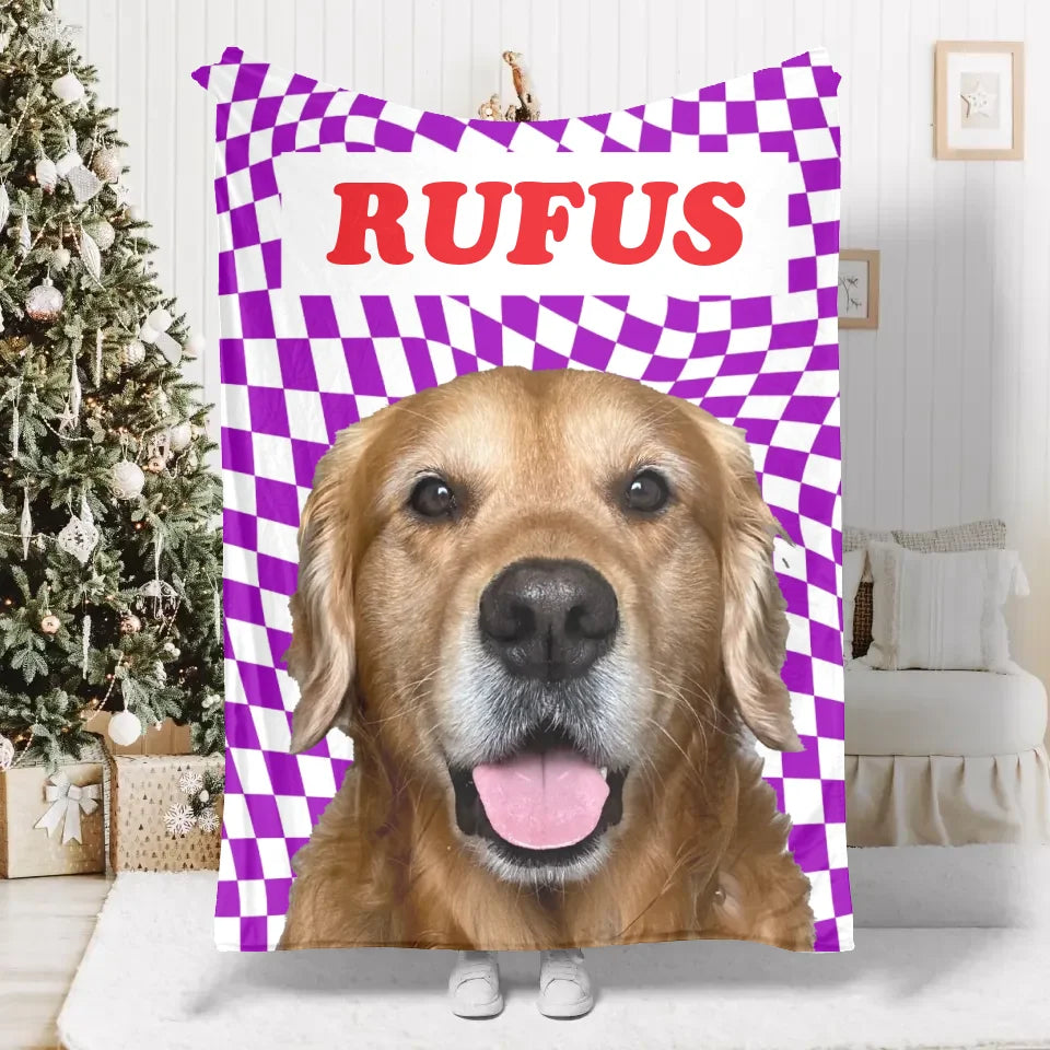 Personalized Groovy Checks Photo Blanket