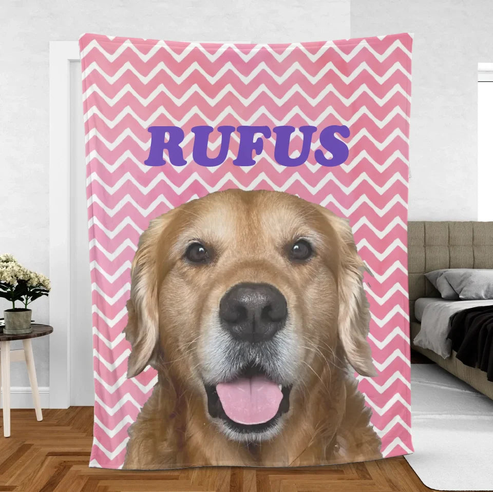 Personalized Zig Zag Pet Photo Blanket