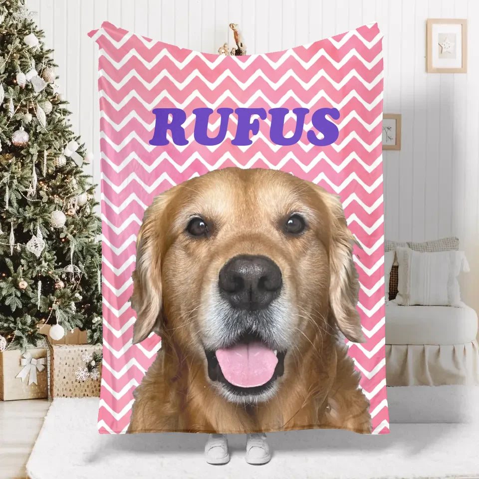 Personalized Zig Zag Pet Photo Blanket