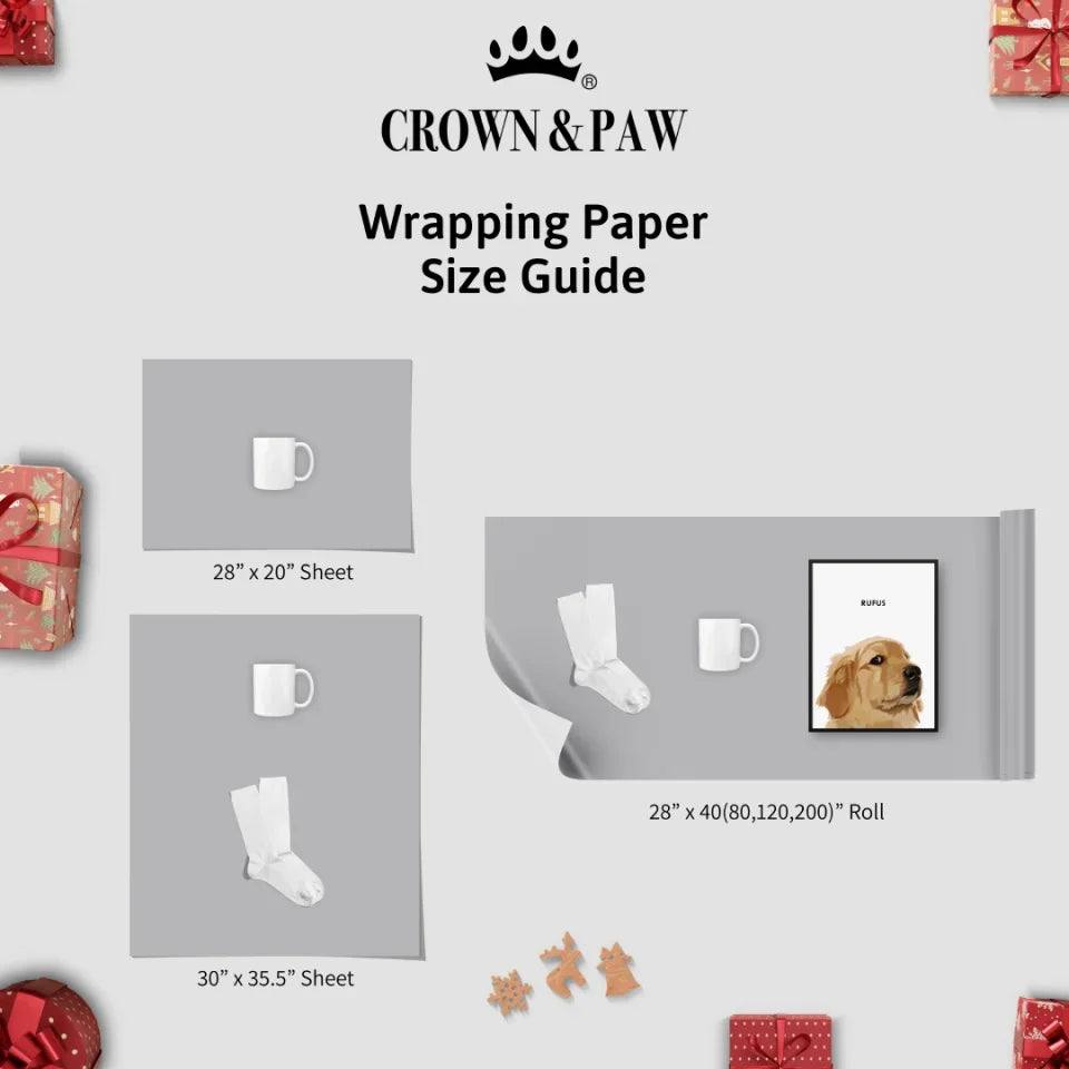 Personalized Pet Face and Love Hearts Wrapping Paper