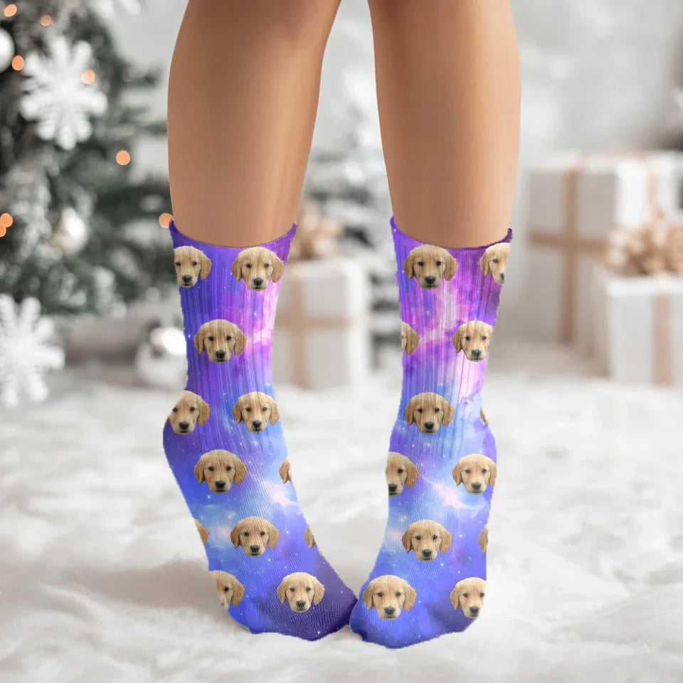 Personalized Pet Face Space Print Socks