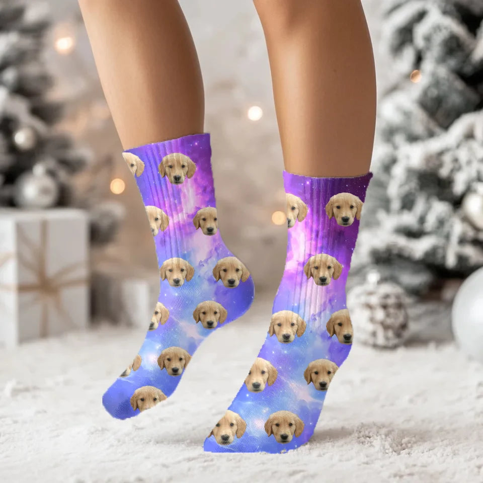 Personalized Pet Face Space Print Socks