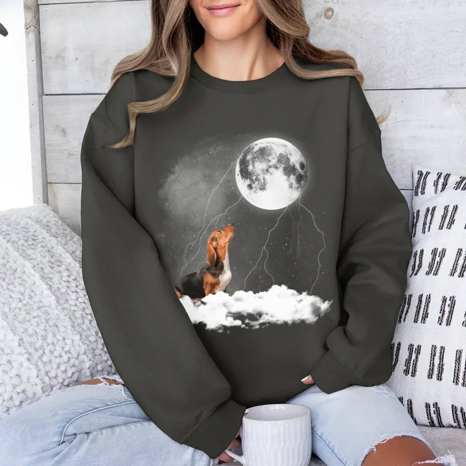 Custom Pet Photo Upload Cloudy Night Sweatshirt
