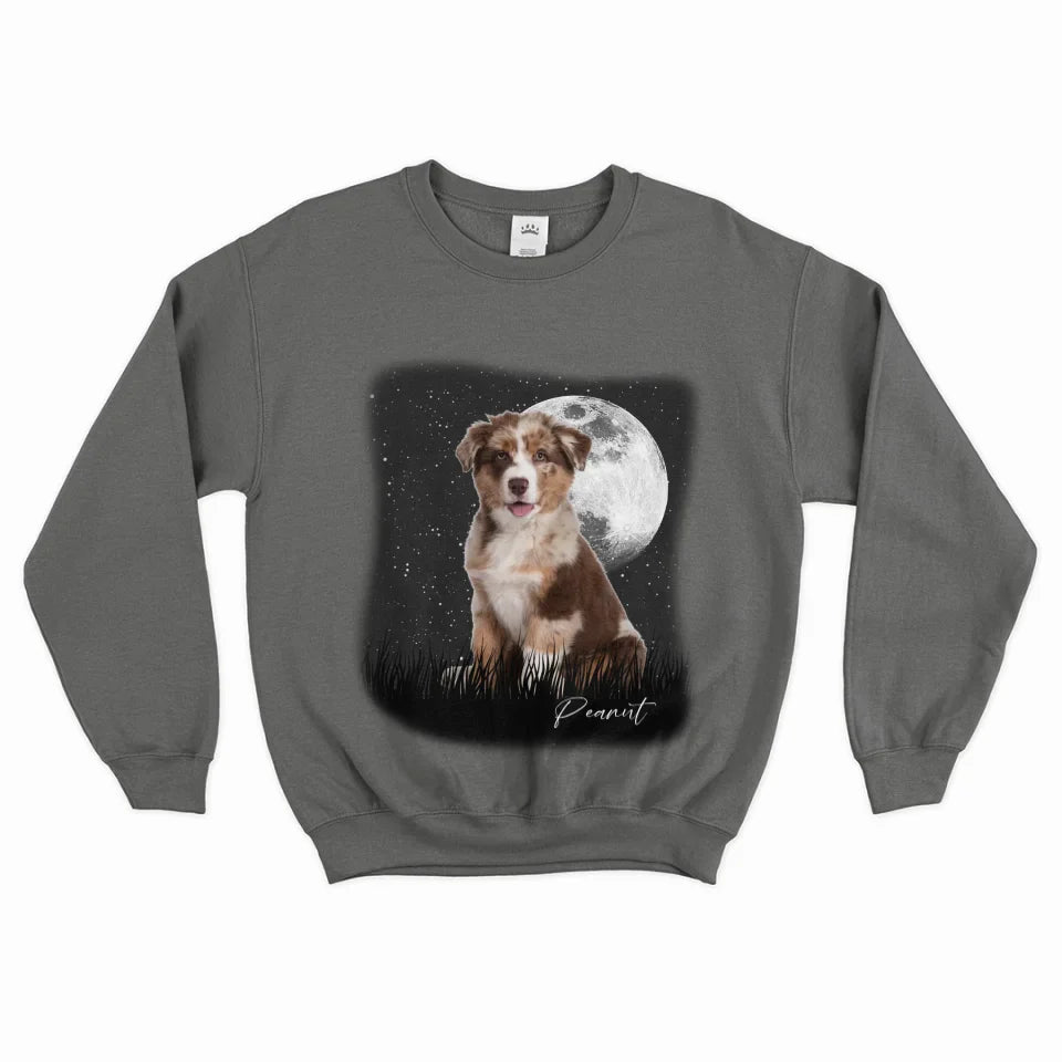 Vintage Style Full Moon Custom Pet Photo Sweatshirt