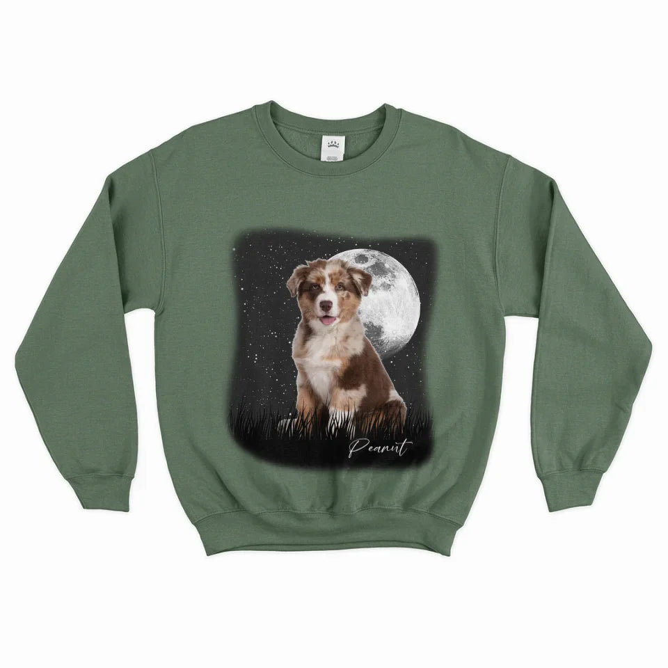 Vintage Style Full Moon Custom Pet Photo Sweatshirt