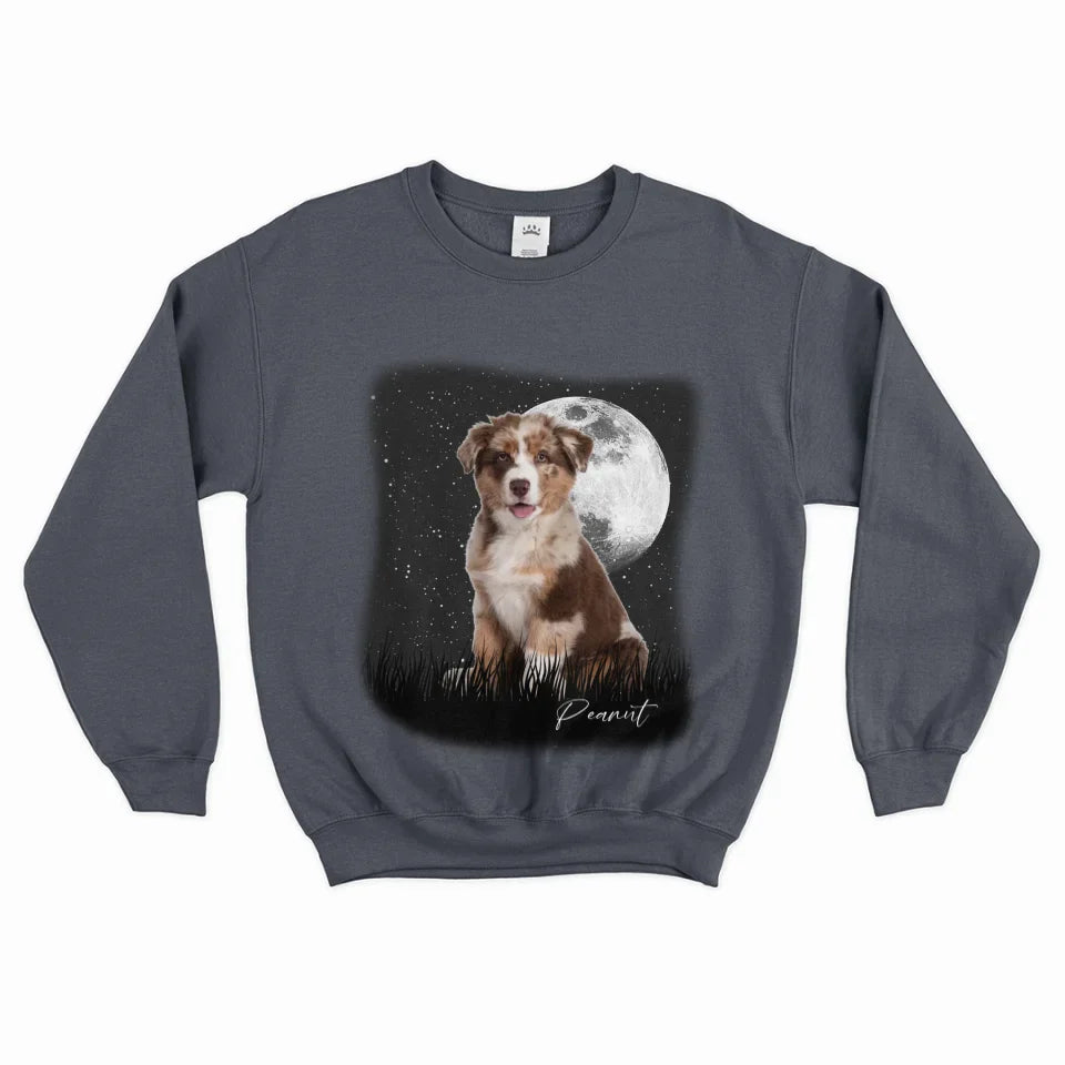 Vintage Style Full Moon Custom Pet Photo Sweatshirt
