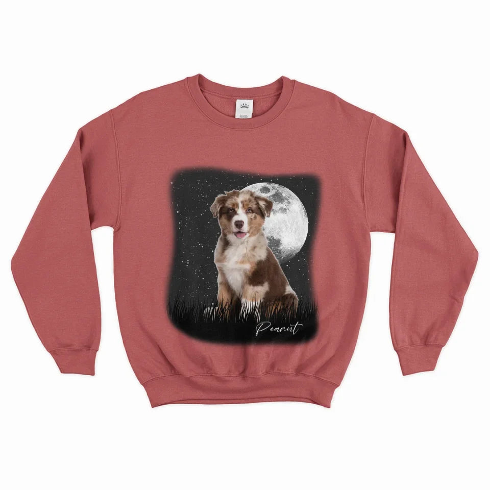 Vintage Style Full Moon Custom Pet Photo Sweatshirt