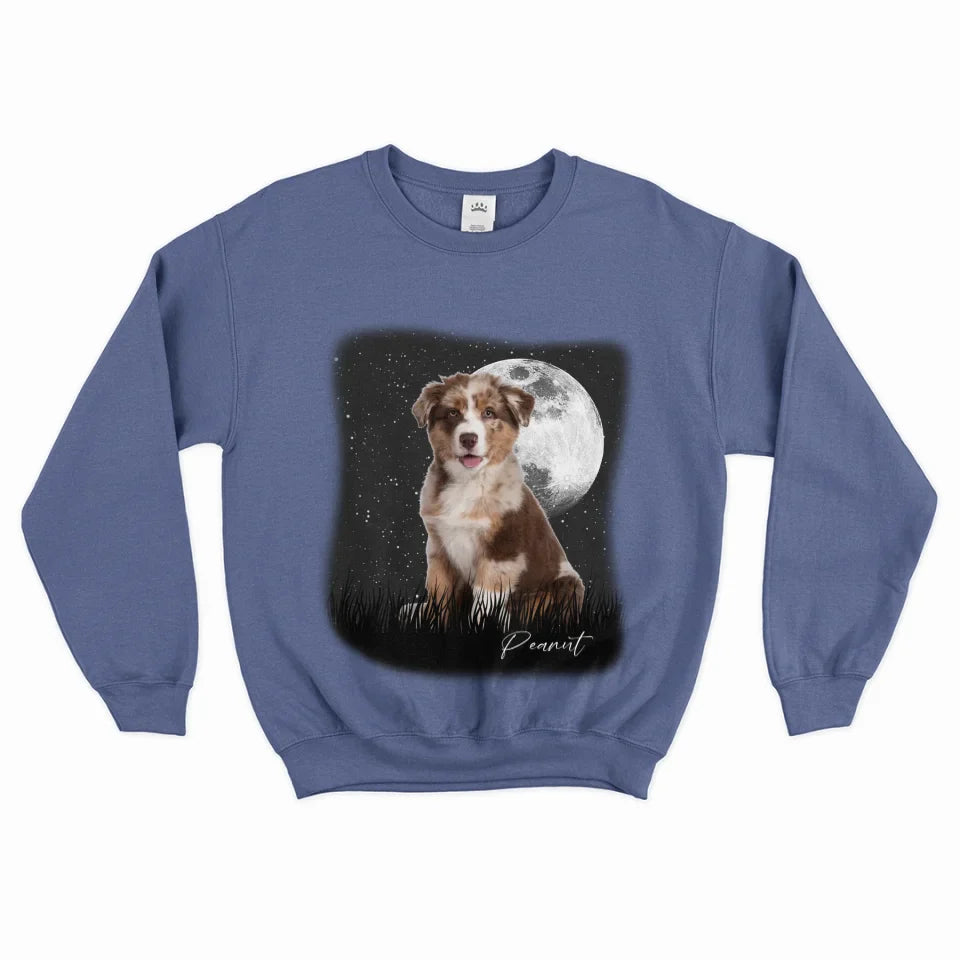 Vintage Style Full Moon Custom Pet Photo Sweatshirt