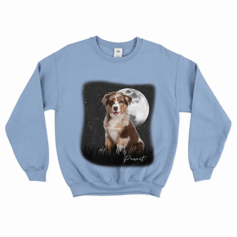 Vintage Style Full Moon Custom Pet Photo Sweatshirt