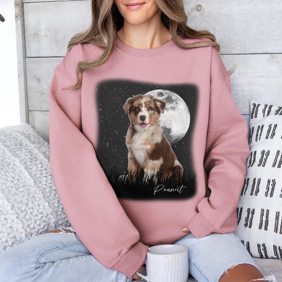 Vintage Style Full Moon Custom Pet Photo Sweatshirt