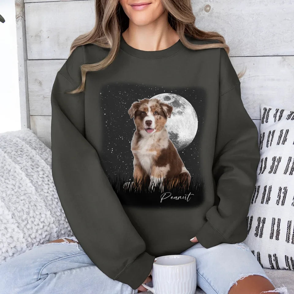 Vintage Style Full Moon Custom Pet Photo Sweatshirt