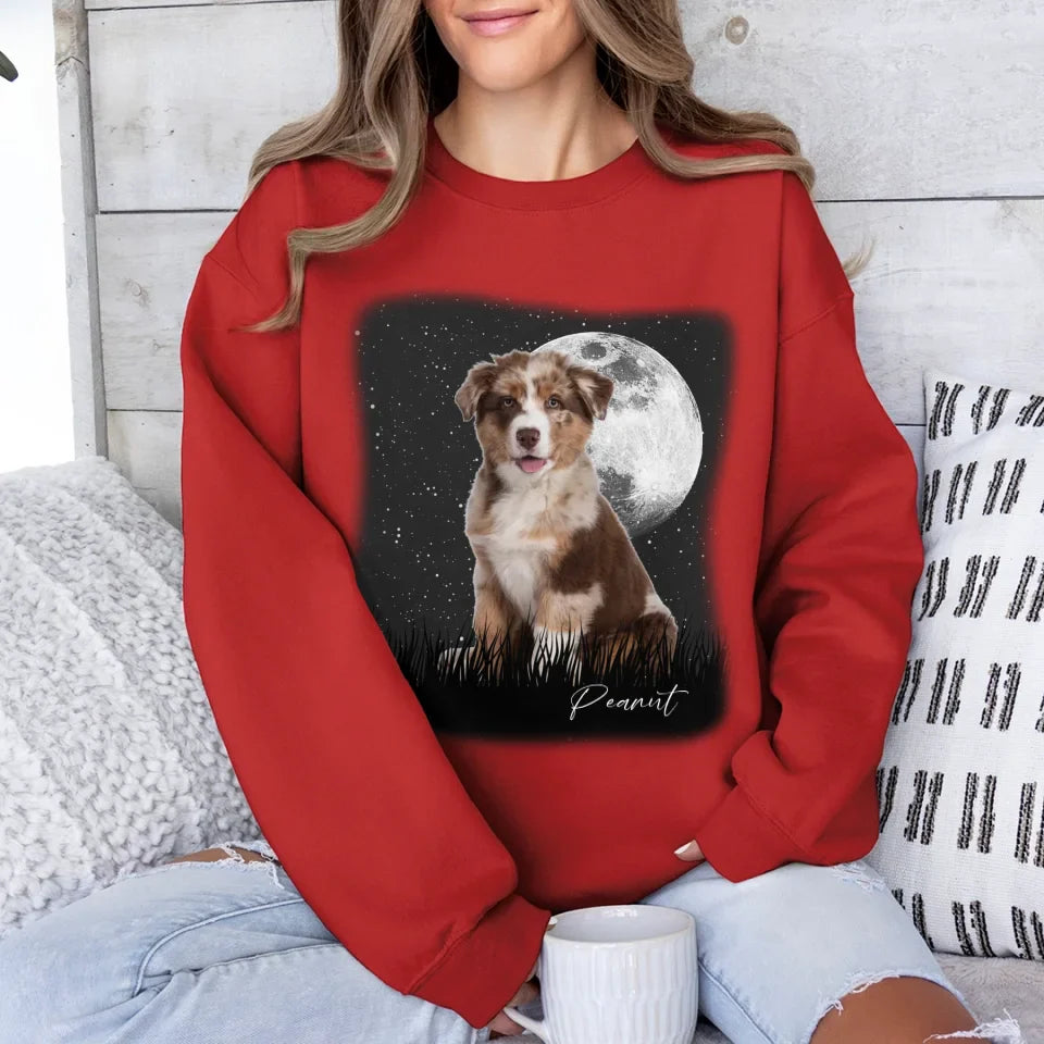 Vintage Style Full Moon Custom Pet Photo Sweatshirt