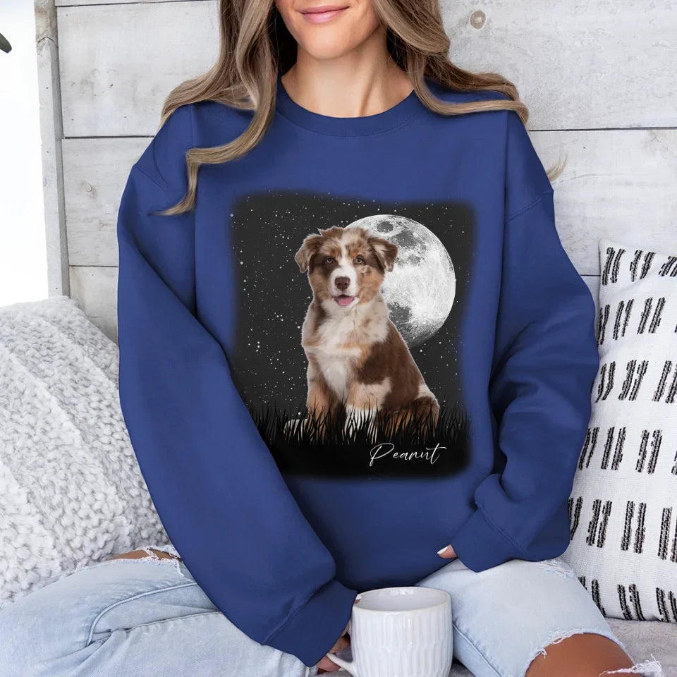 Vintage Style Full Moon Custom Pet Photo Sweatshirt