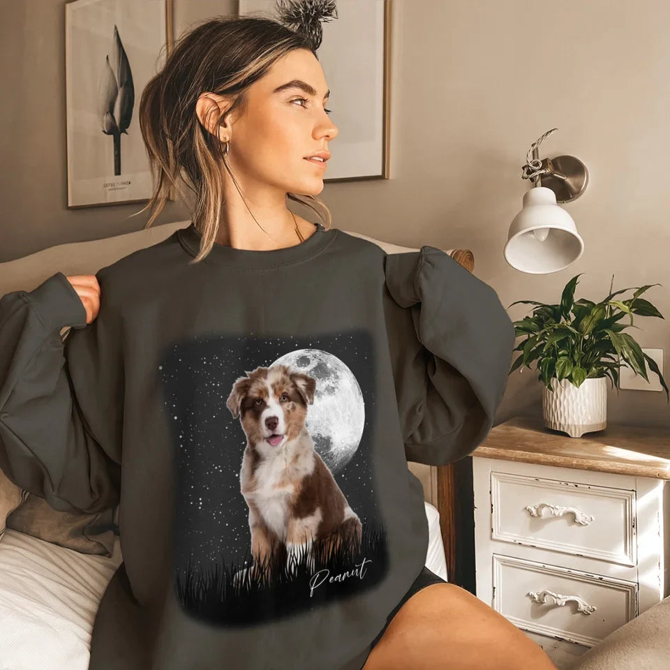 Vintage Style Full Moon Custom Pet Photo Sweatshirt