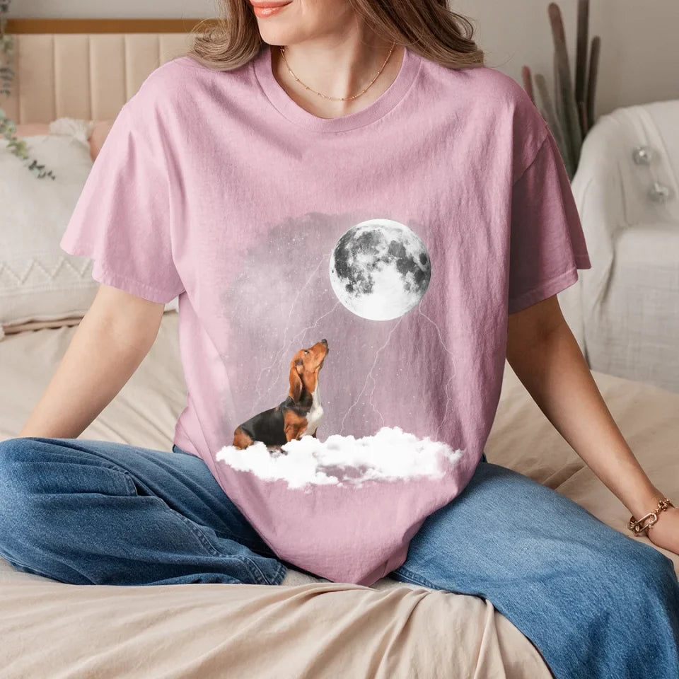 Custom Pet Photo Upload Cloudy Night T-Shirt