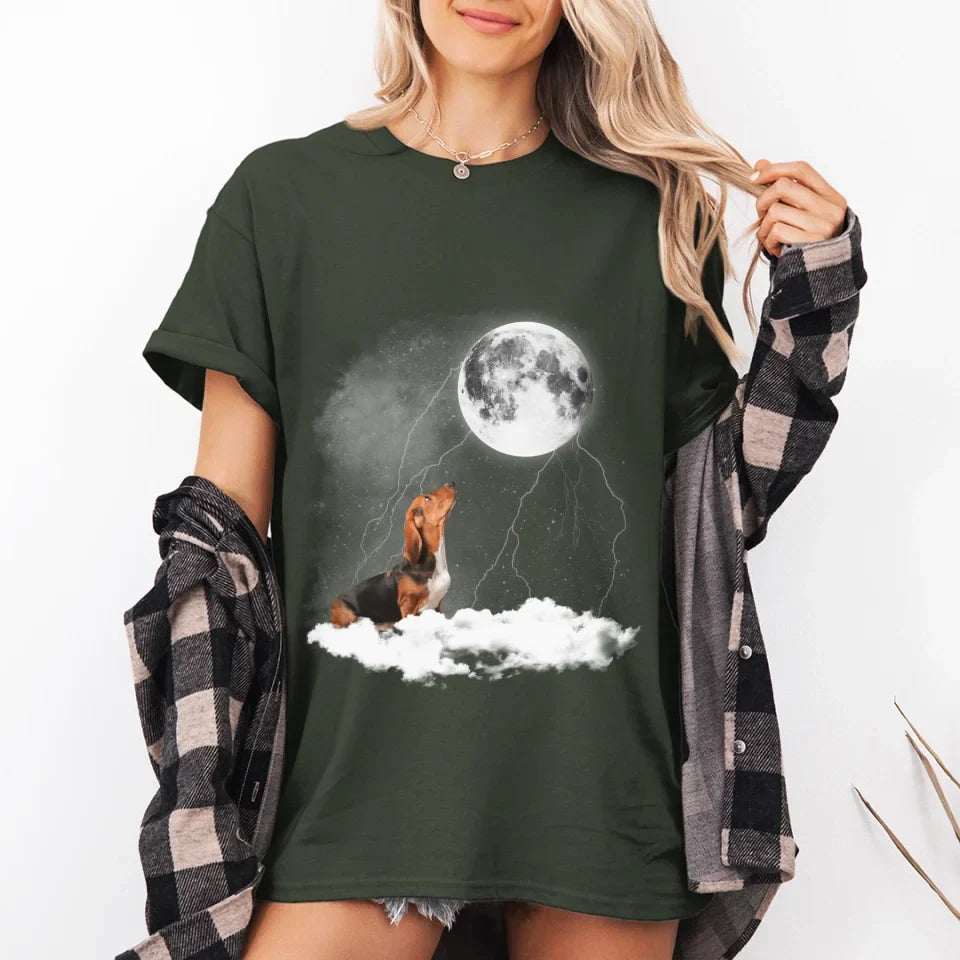 Custom Pet Photo Upload Cloudy Night T-Shirt