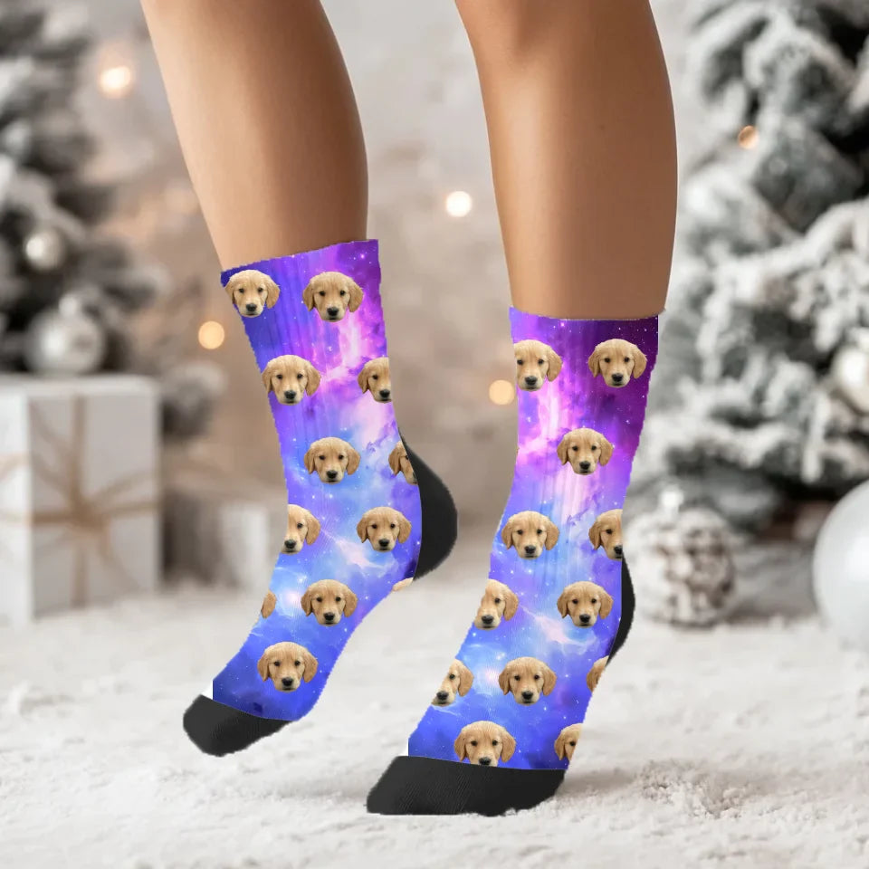 Personalized Pet Face Space Print Socks