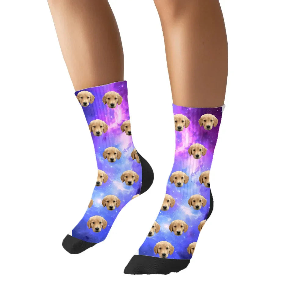 Personalized Pet Face Space Print Socks