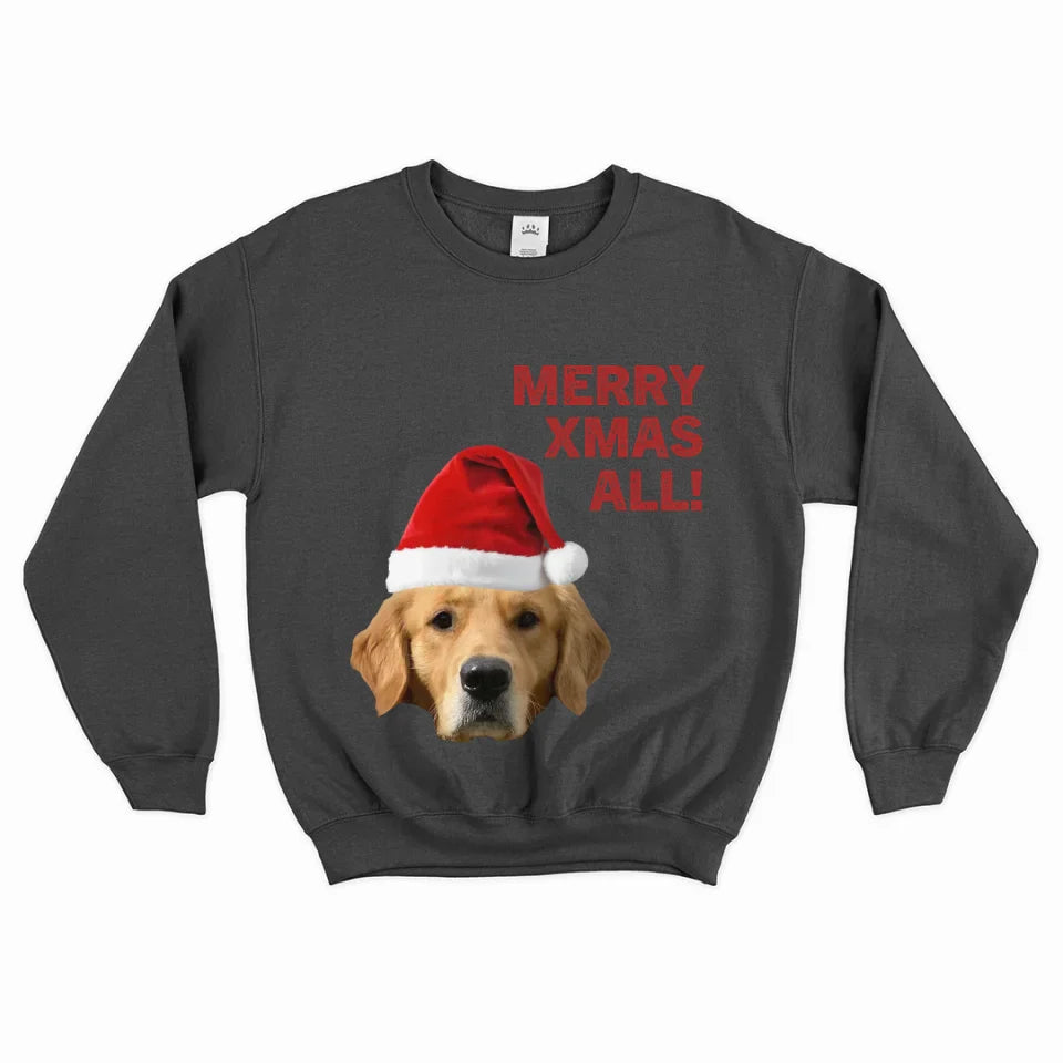 Personalized Merry Xmas Text and Photo Sweatshirt