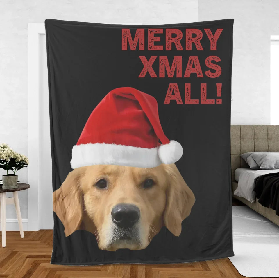 Personalized Merry Xmas Text and Photo Blanket