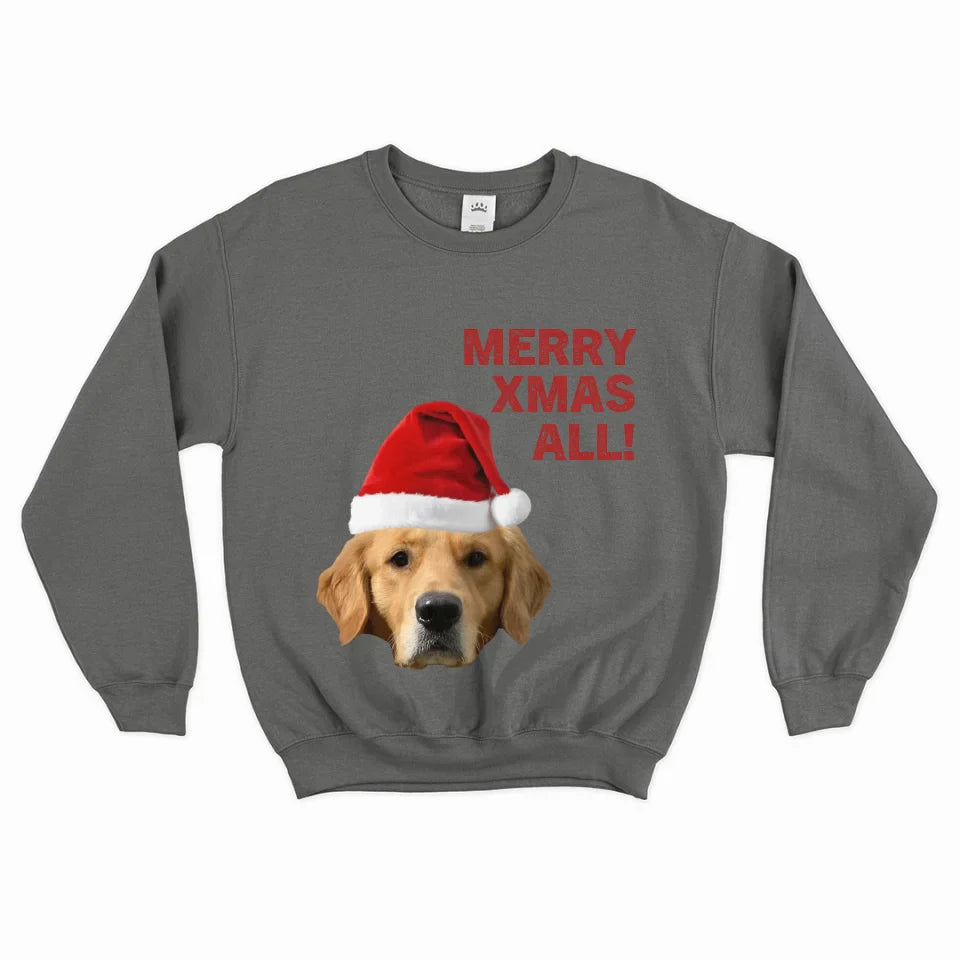Personalized Merry Xmas Text and Photo Sweatshirt
