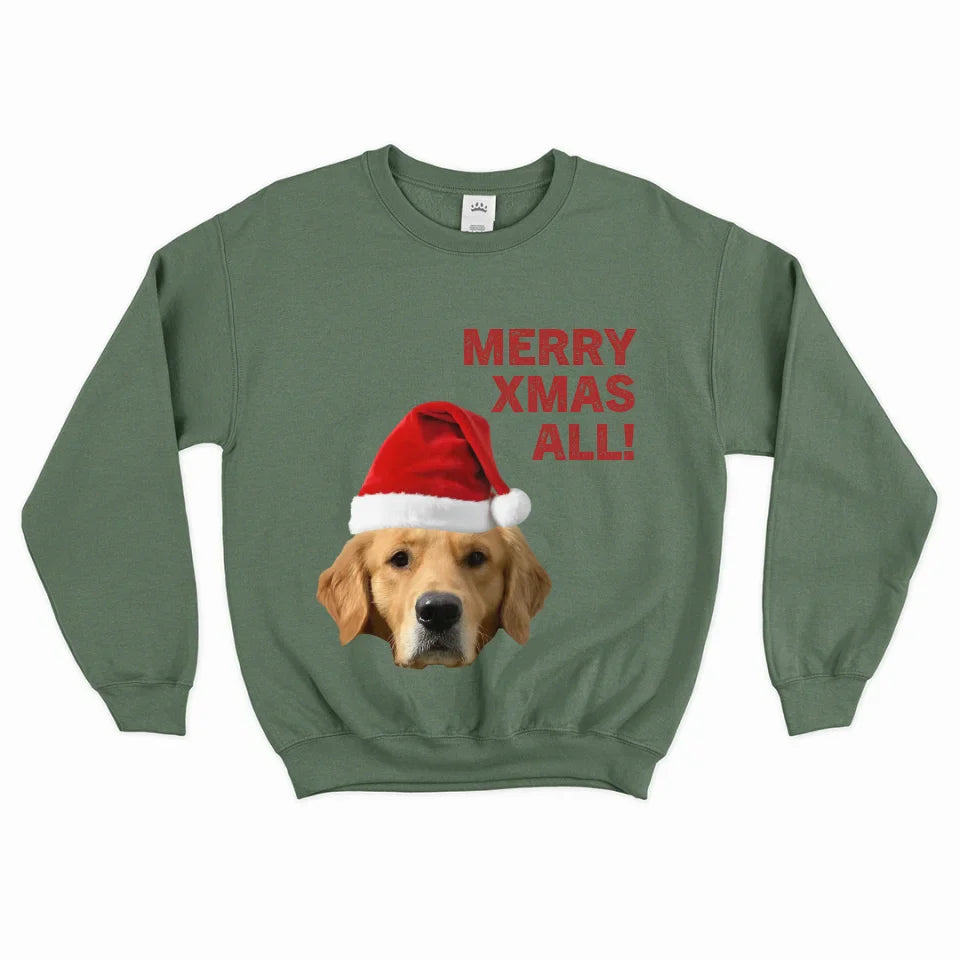 Personalized Merry Xmas Text and Photo Sweatshirt