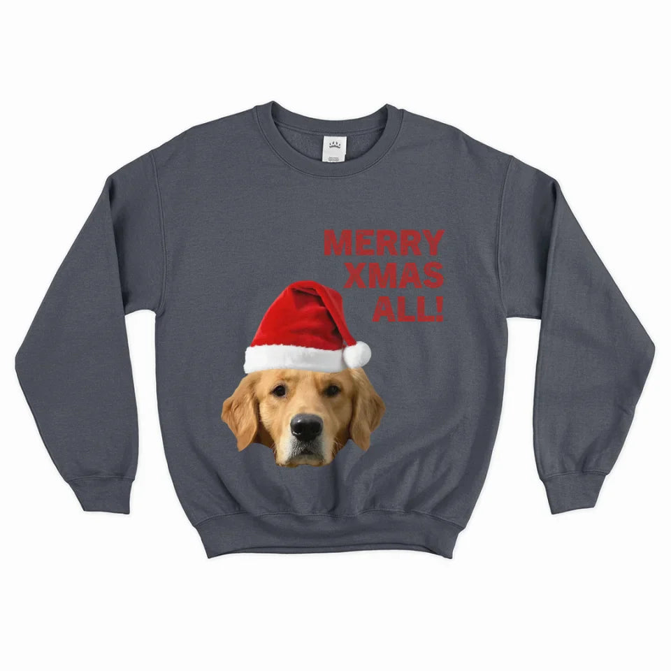 Personalized Merry Xmas Text and Photo Sweatshirt