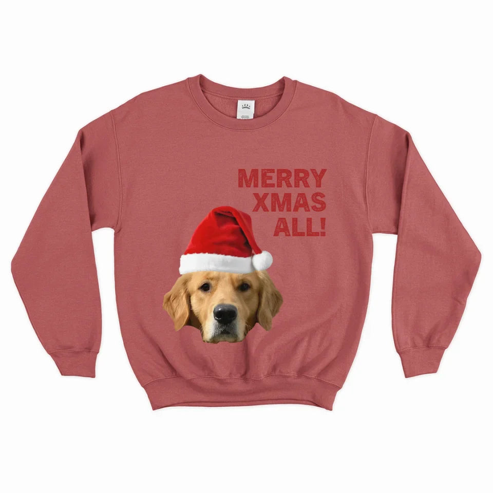 Personalized Merry Xmas Text and Photo Sweatshirt