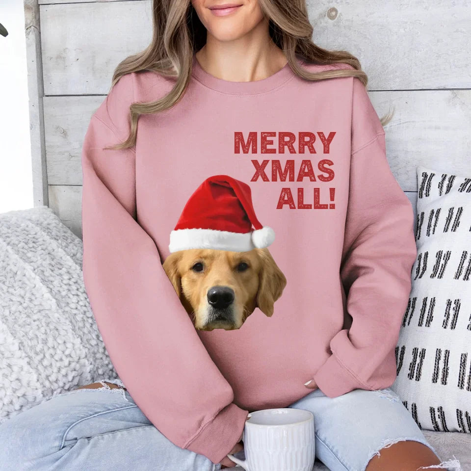 Personalized Merry Xmas Text and Photo Sweatshirt