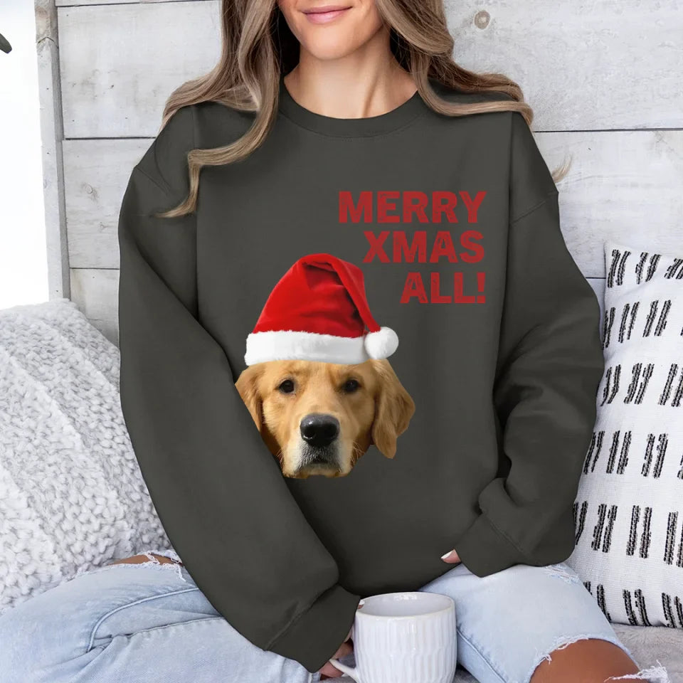Personalized Merry Xmas Text and Photo Sweatshirt