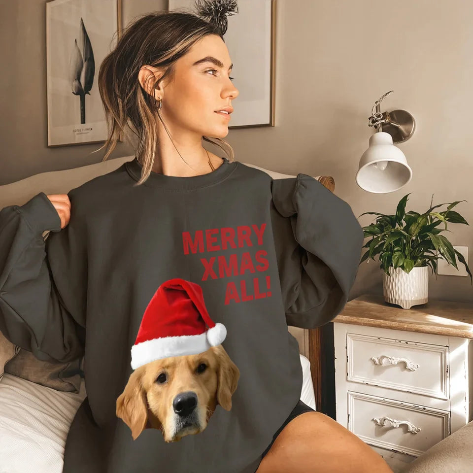 Personalized Merry Xmas Text and Photo Sweatshirt