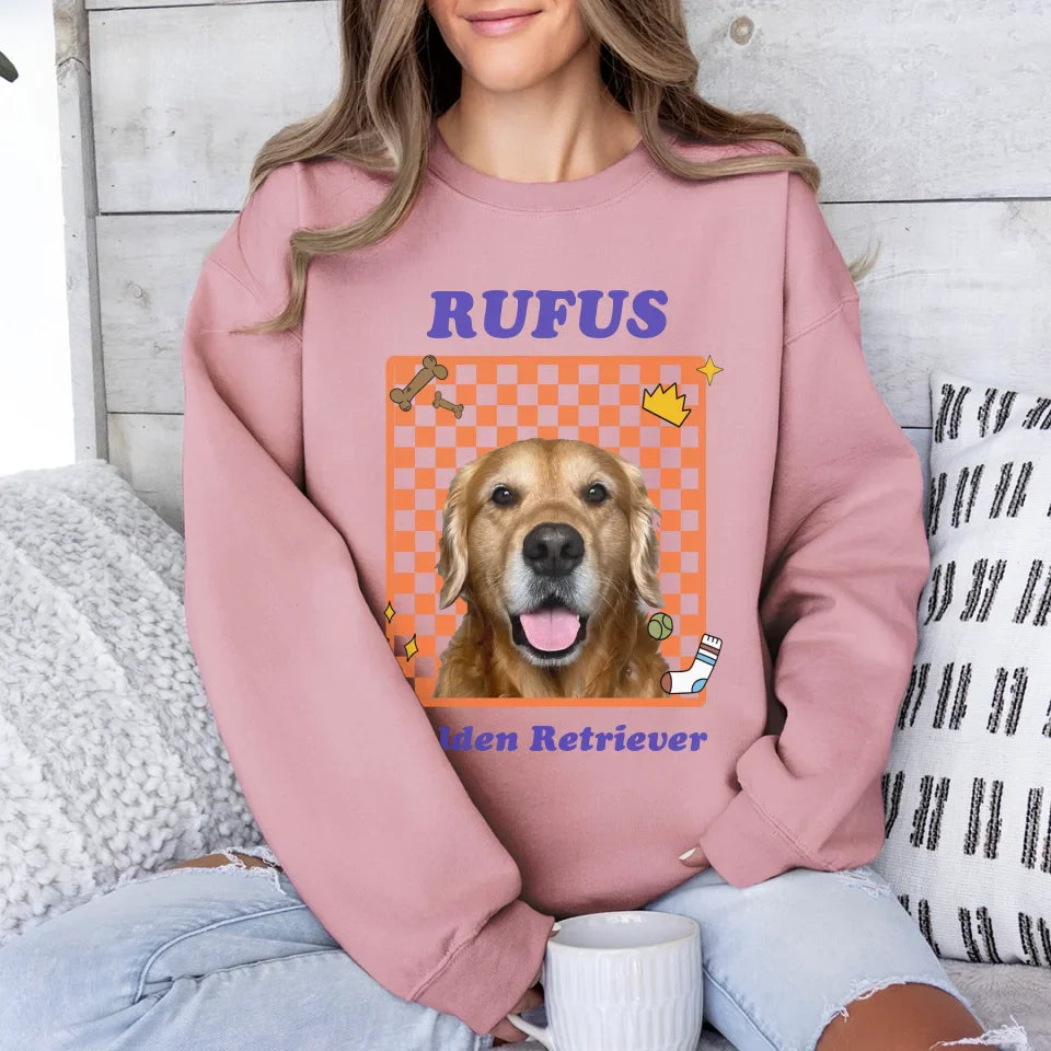 Personalized Checkered Pet Photo Sweatshirt