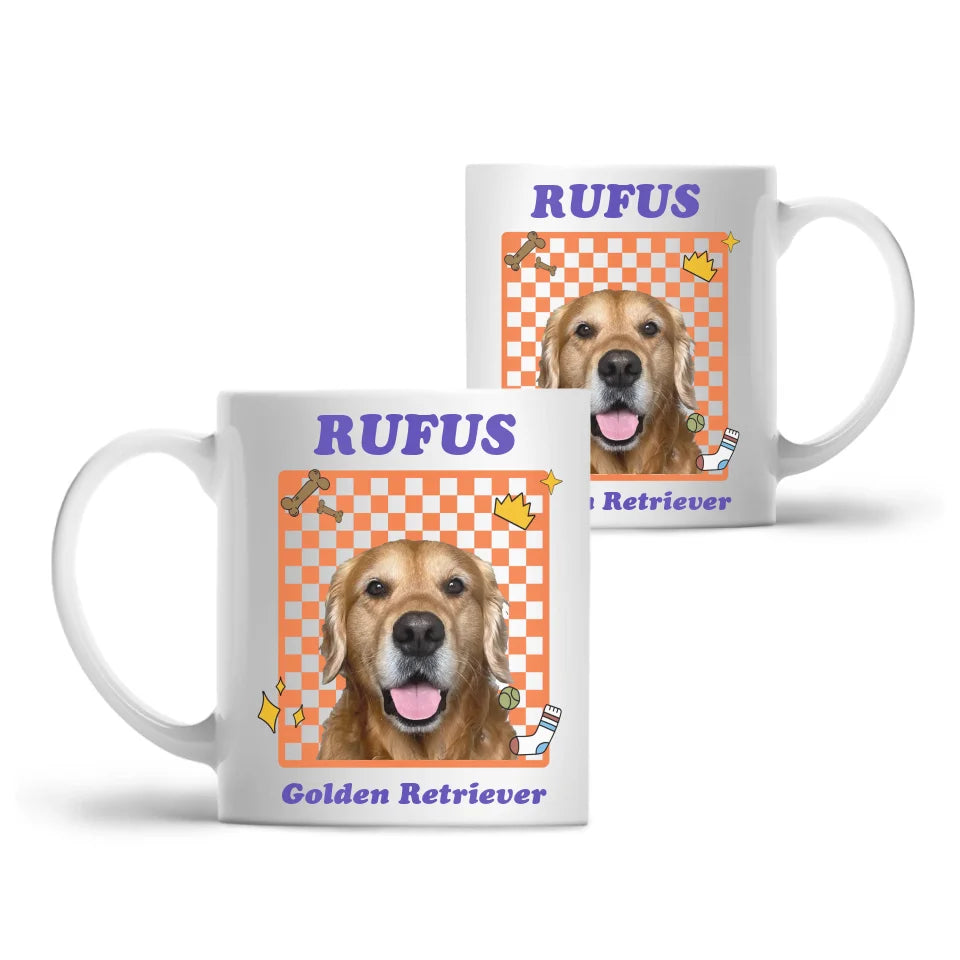 Personalized Checkered Pet Photo Mug
