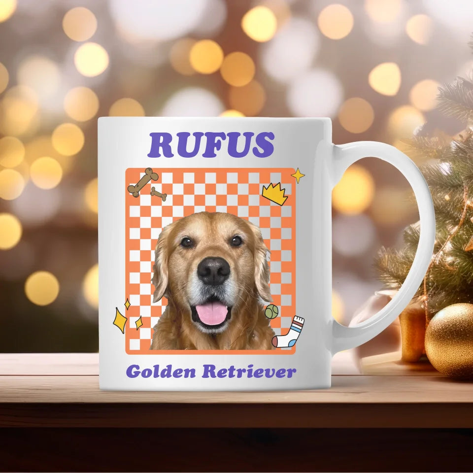 Personalized Checkered Pet Photo Mug