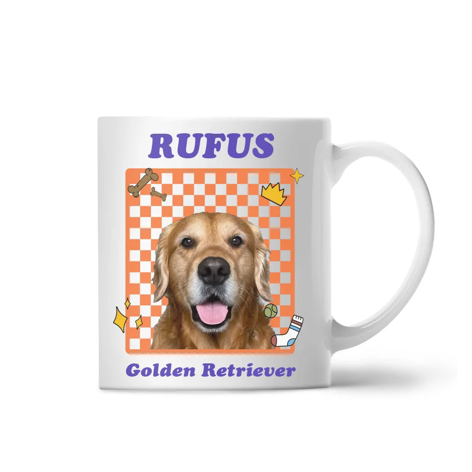 Personalized Checkered Pet Photo Mug