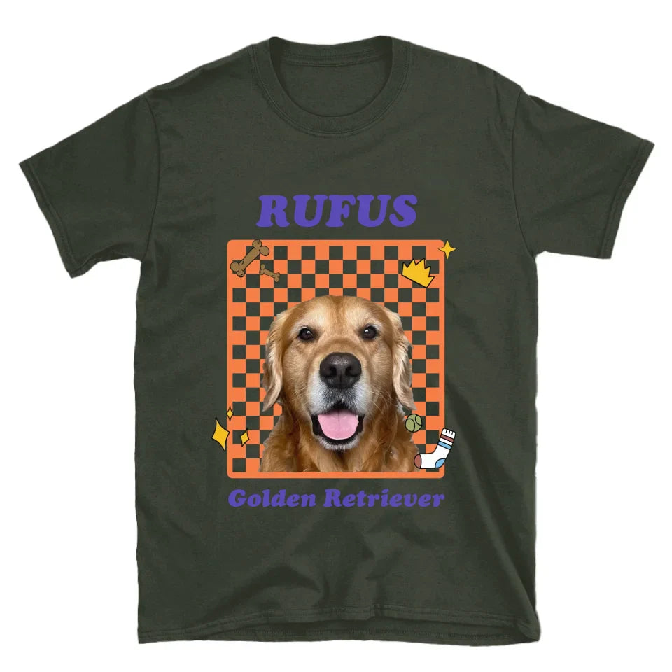Personalized Checkered Pet Photo Tee Shirt