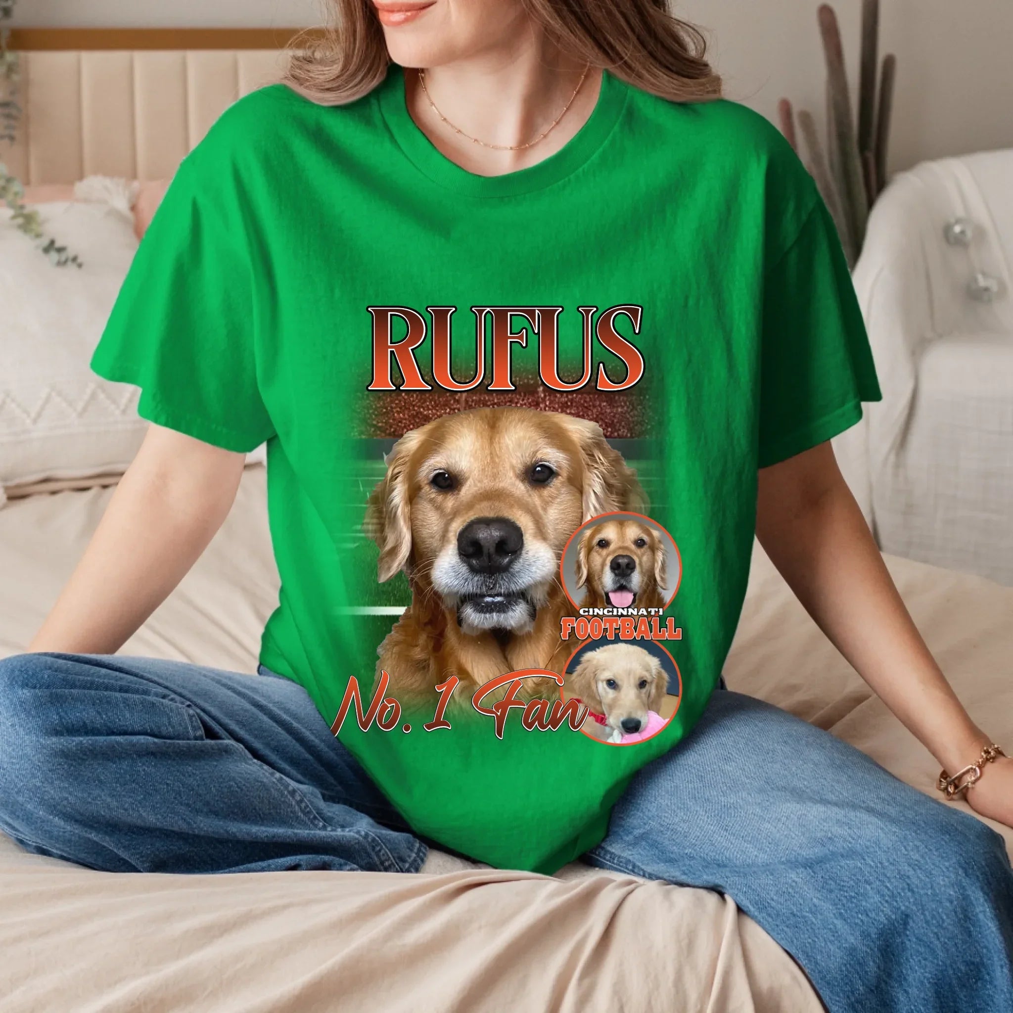 Personalized American Football Custom Pet Photo T-Shirt