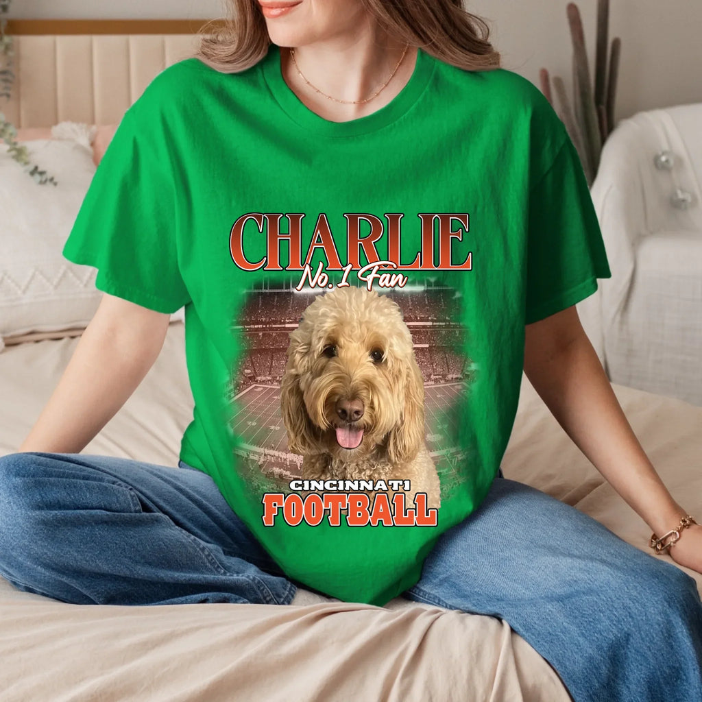 Personalized American Football Fan Pet Photo T-Shirt