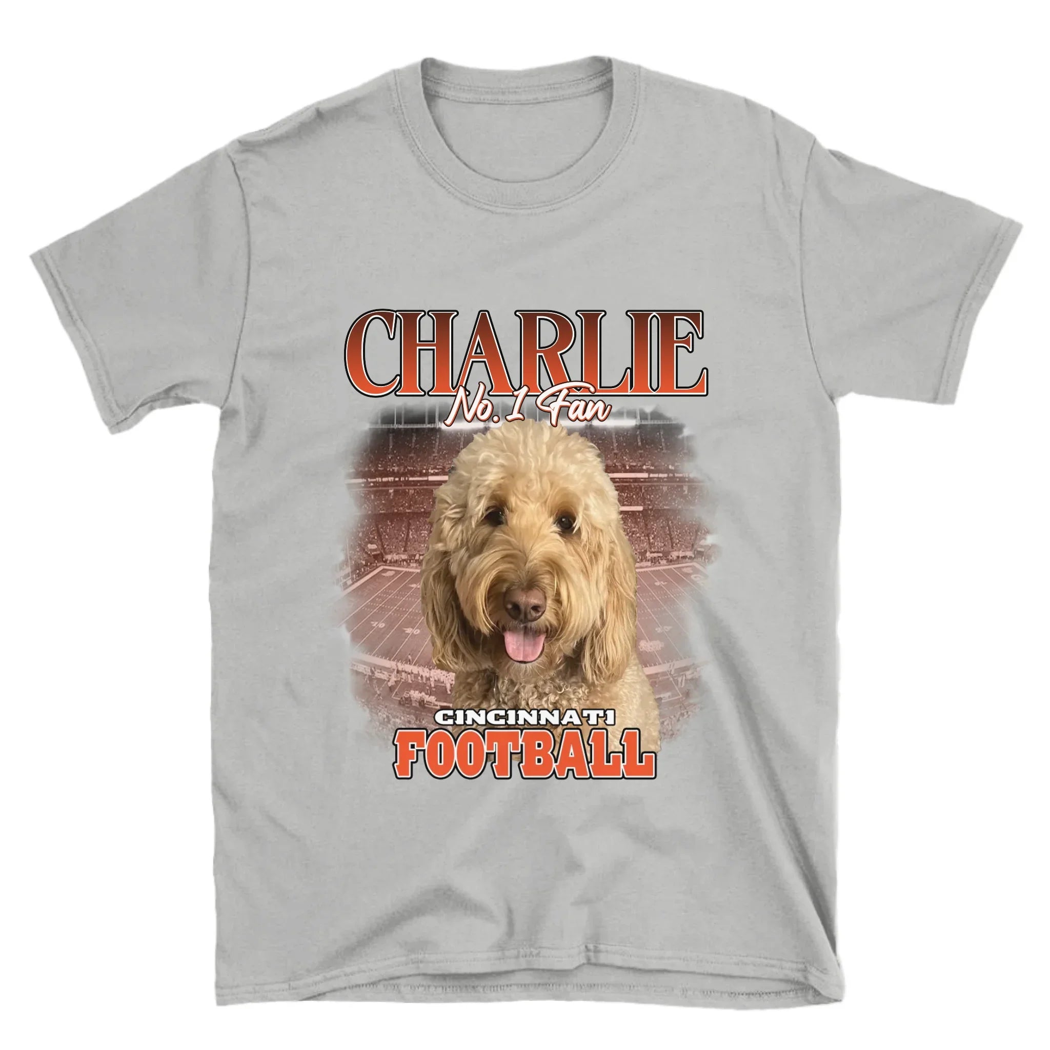 Personalized American Football Fan Pet Photo T-Shirt