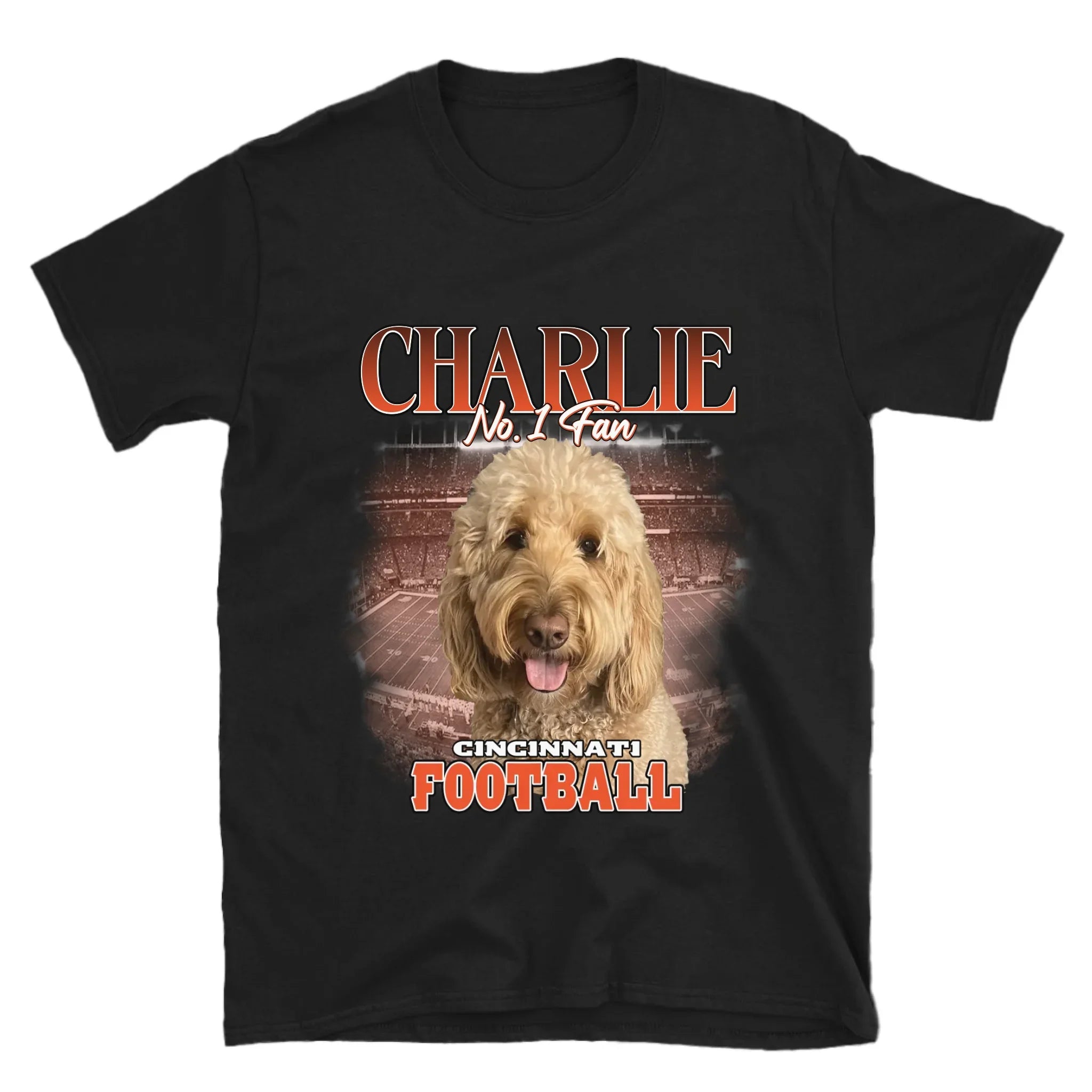 Personalized American Football Fan Pet Photo T-Shirt