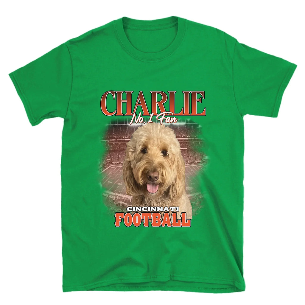 Personalized American Football Fan Pet Photo T-Shirt