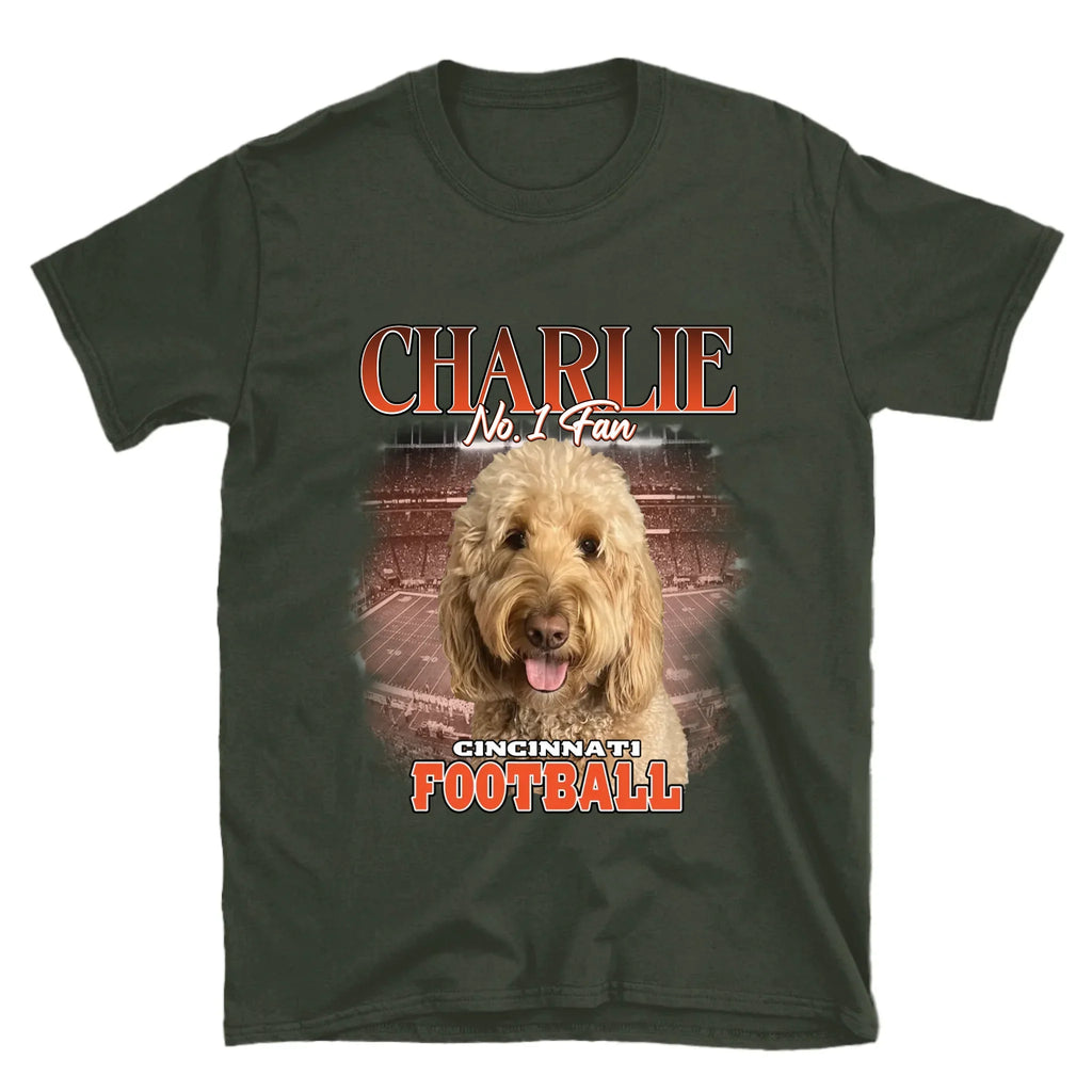Personalized American Football Fan Pet Photo T-Shirt