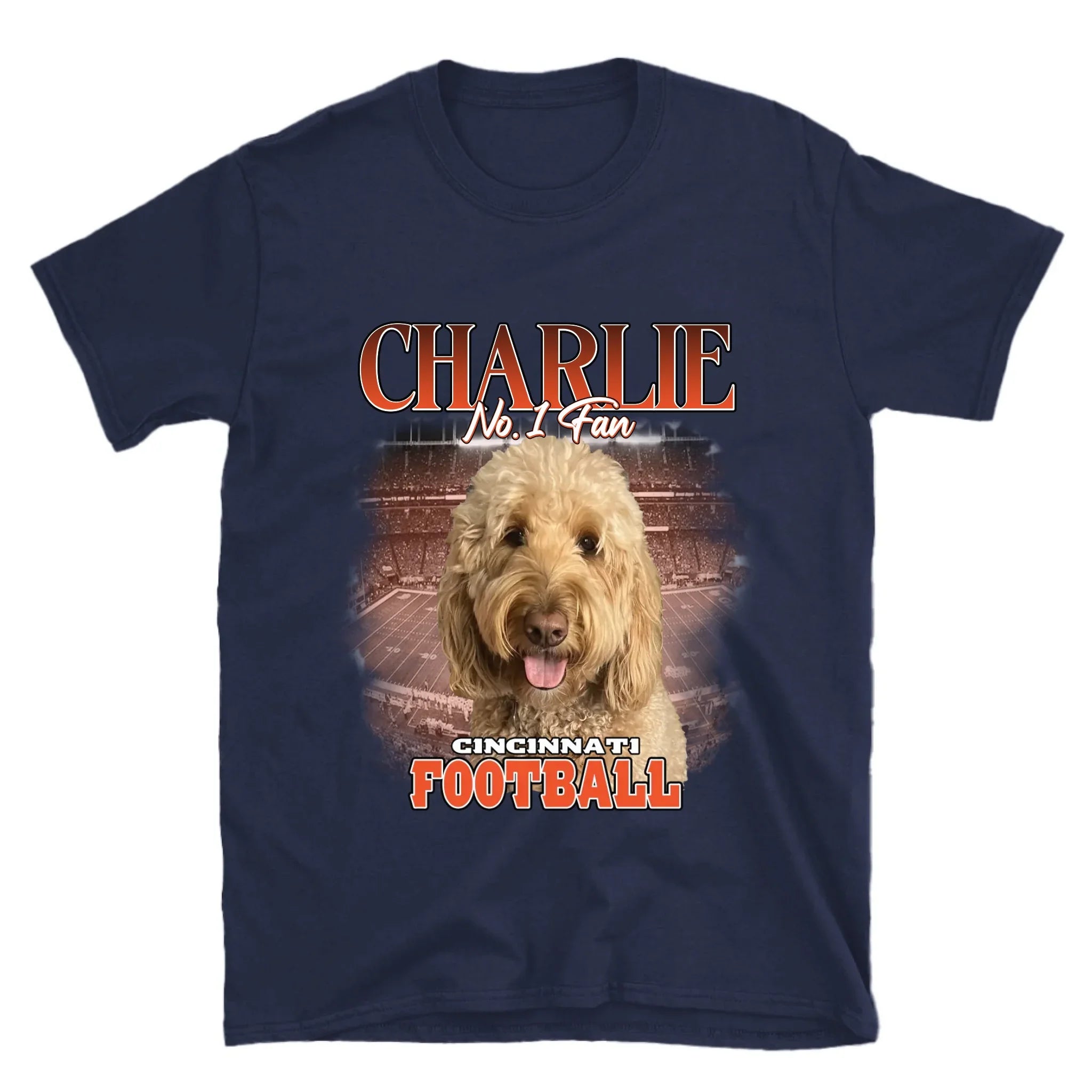 Personalized American Football Fan Pet Photo T-Shirt