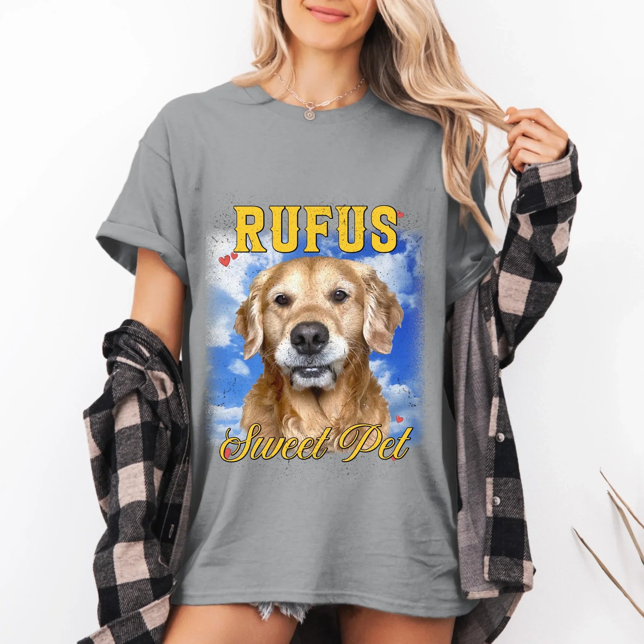 Personalized Vintage Pet Photo and Backdrop T-Shirt
