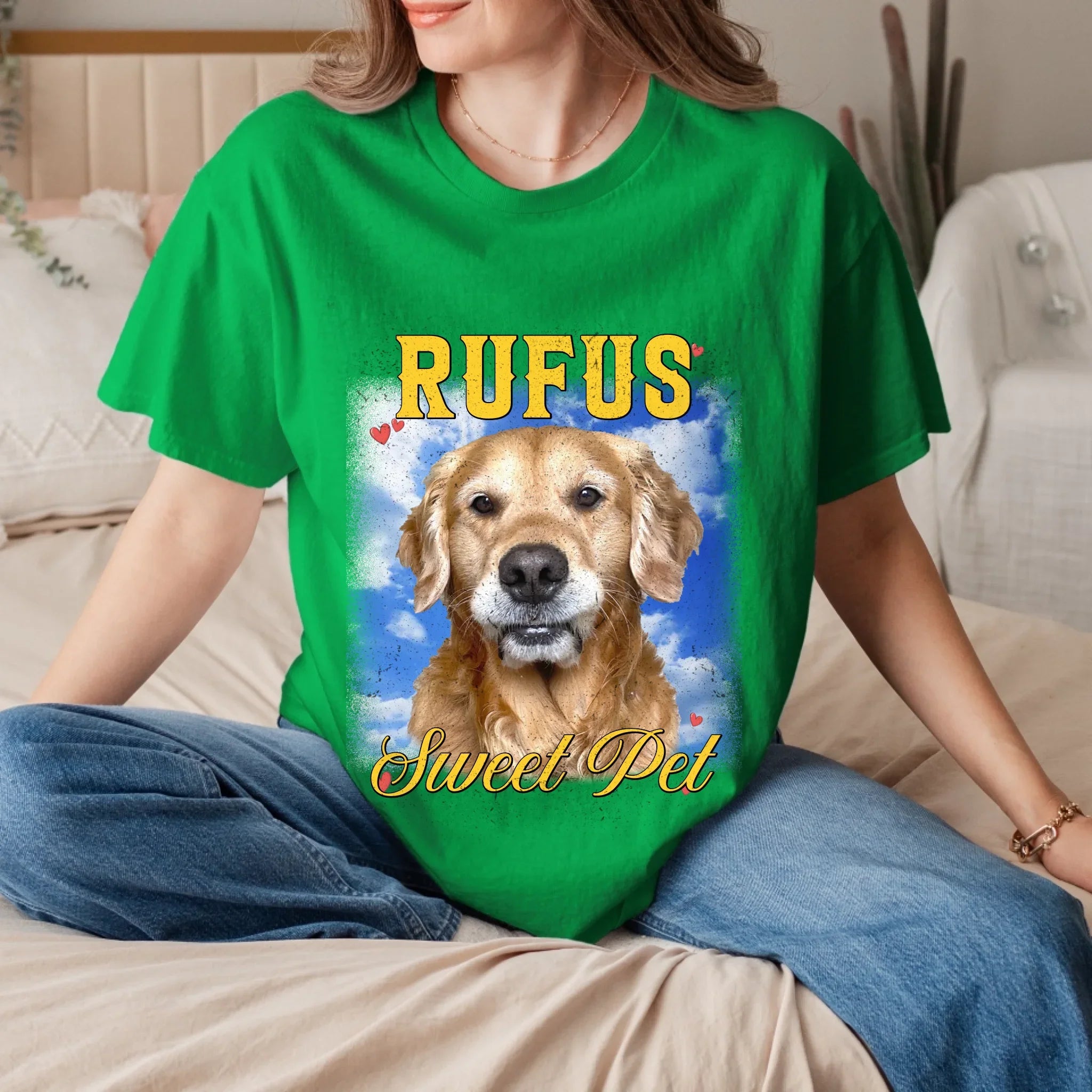 Personalized Vintage Pet Photo and Backdrop T-Shirt